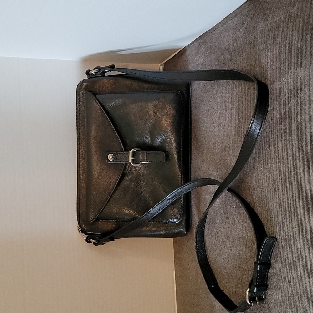 Patricia Nash black leather crossbody handbag
